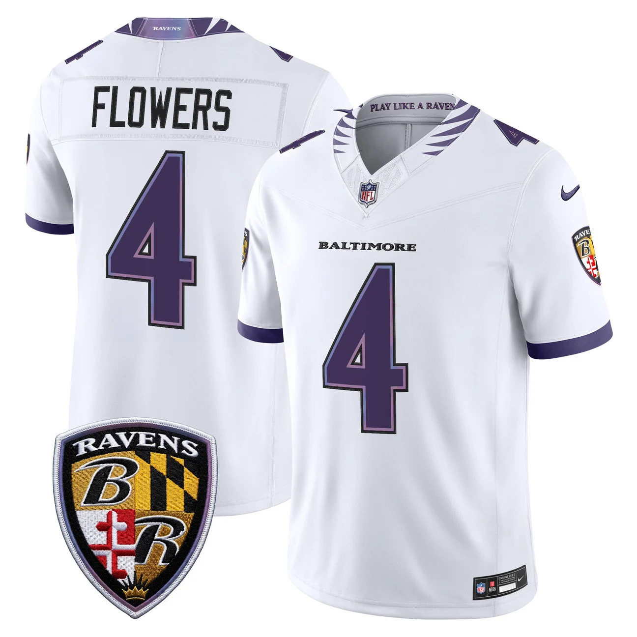 Men's Baltimore Ravens 2026 Vapor Limited Jersey WHITE #4 ZAY FLOWERS