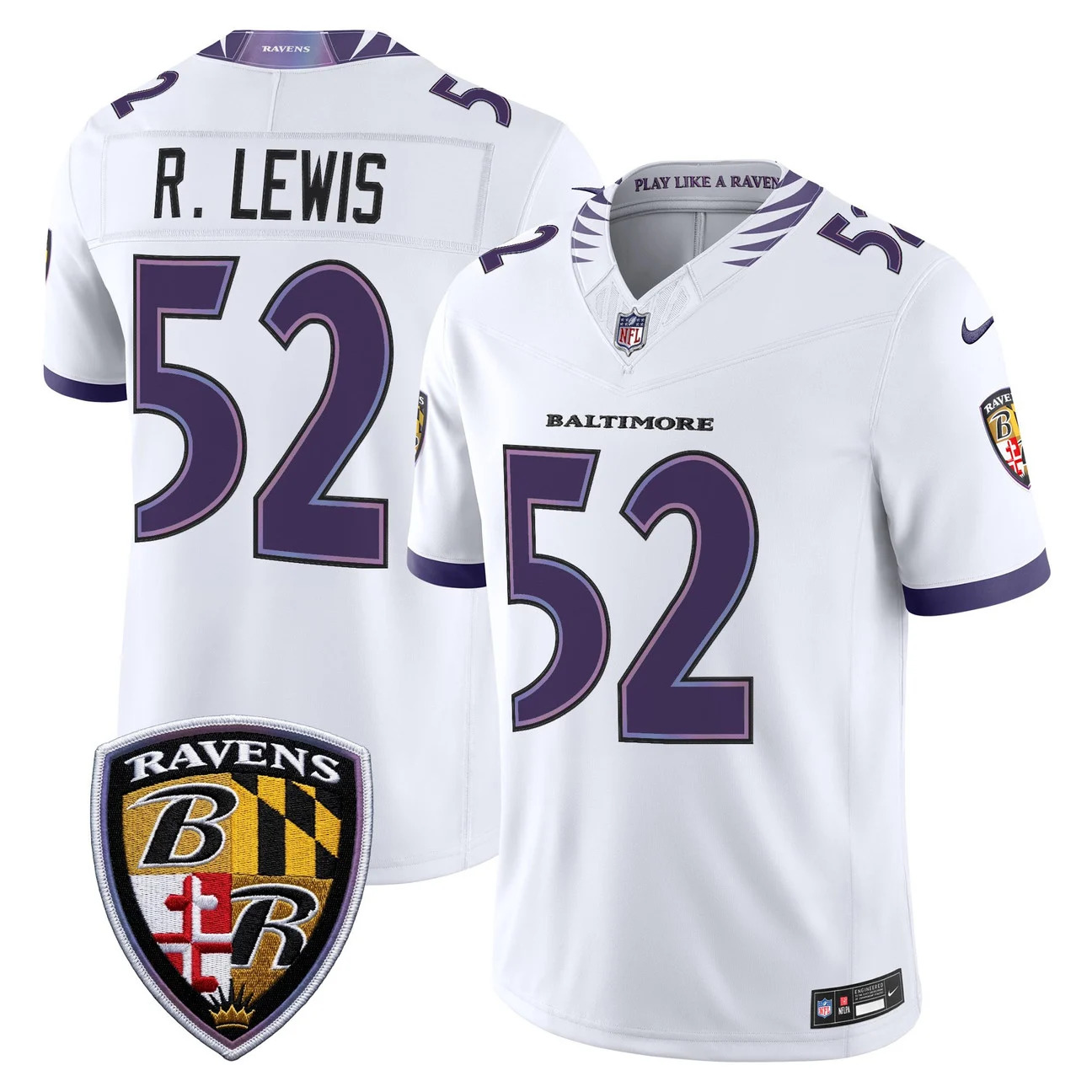 Men's Baltimore Ravens 2026 Vapor Limited Jersey WHITE #52 RAY LEWIS
