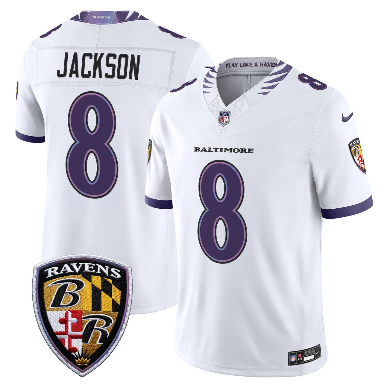 Men's Baltimore Ravens 2026 Vapor Limited Jersey WHITE #8LAMAR JACKSON