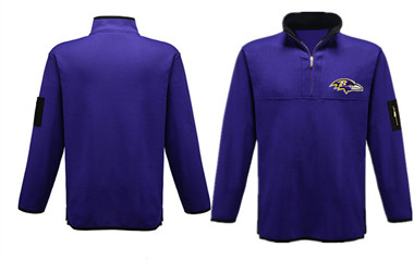 Men's Baltimore Ravens Antigua Charcoal Fortune Sweater Knit Microfleece Quarter-Zip Pullover Jacket