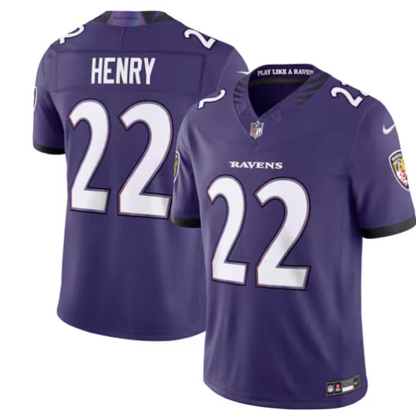 Men's Baltimore Ravens Derrick Henry Nike Purple Vapor F.U.S.E. Sewn Down Limited Jersey