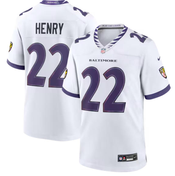 Men's Baltimore Ravens Derrick Henry Nike White Game Jersey