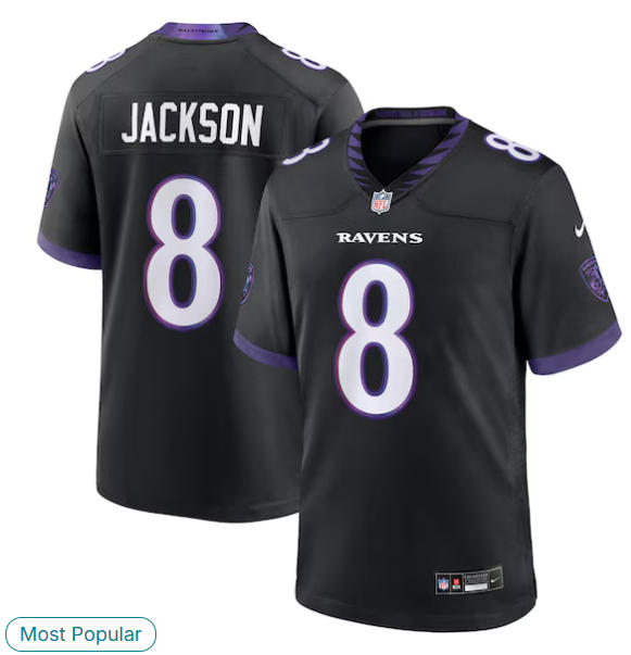 Men's Baltimore Ravens Lamar Jackson Nike Black Alternate Game Jersey
