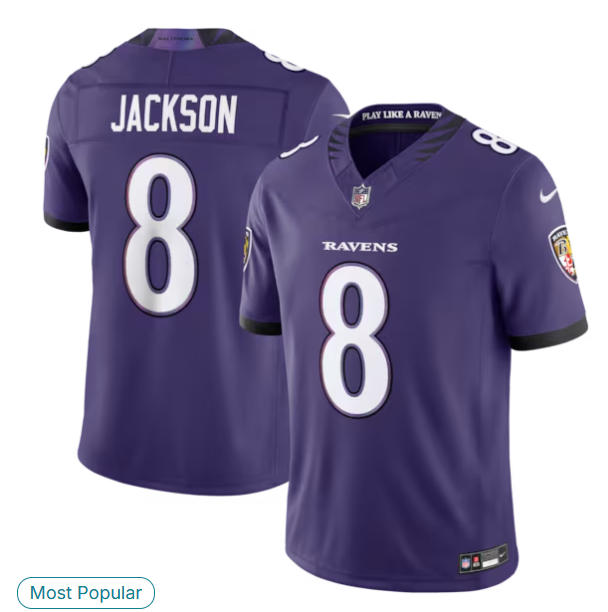 Men's Baltimore Ravens Lamar Jackson Nike Purple Vapor F.U.S.E. Sewn Down Limited Jersey