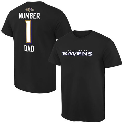 Men's Baltimore Ravens Pro Line College Number 1 Dad T-Shirt Black