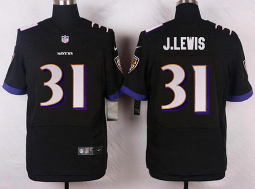 Men's Baltimore Ravens Retired Player #31 Jamal Lewis Black NFL Nike Elite Stitched Jersey