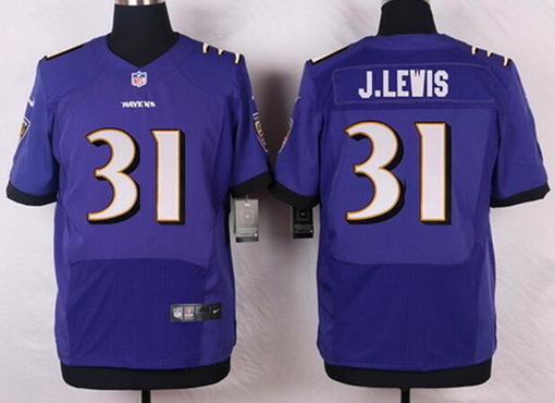 Men's Baltimore Ravens Retired Player #31 Jamal Lewis Purple Nike Elite Jersey