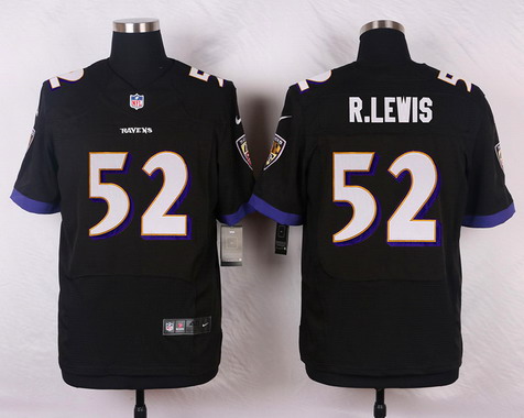 Men's Baltimore Ravens Retired Player #52 Ray Lewis Black Elite Jersey