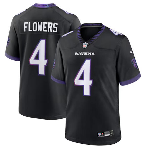 Men's Baltimore Ravens Zay Flowers Nike Black Alternate Game Jersey