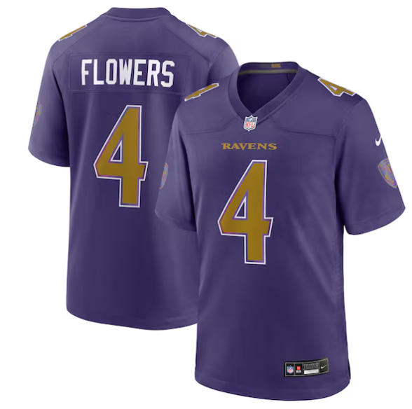 Men's Baltimore Ravens Zay Flowers Nike Purple Alternate Game Jersey