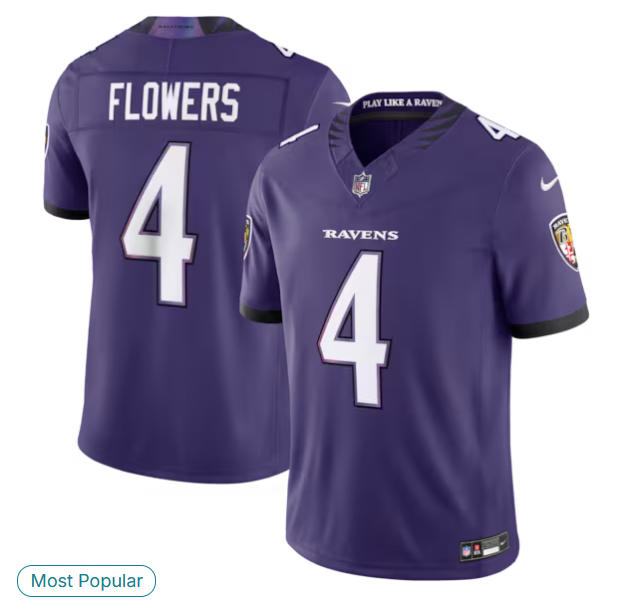 Men's Baltimore Ravens Zay Flowers Nike Purple Vapor F.U.S.E. Sewn Down Limited Jersey