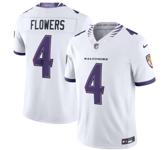 Men's Baltimore Ravens Zay Flowers Nike White Vapor F.U.S.E. Sewn Down Limited Jersey