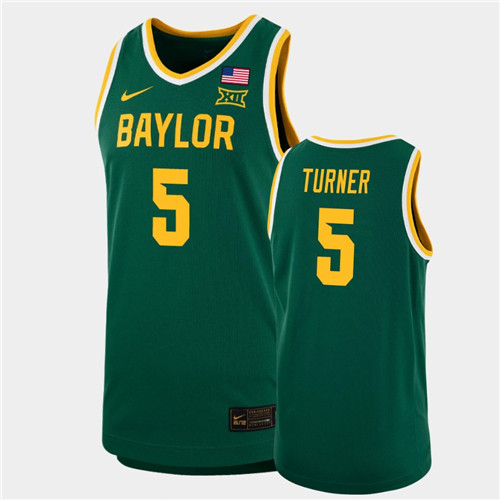 Men's Baylor Bears #5 Jordan Turner Nike Green NCAA College Basketball Jersey