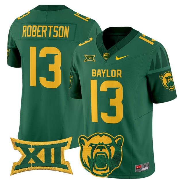 Men's Baylor Bears 2025 Vapor Limited Jersey V2 green #13 Sawyer Robertson