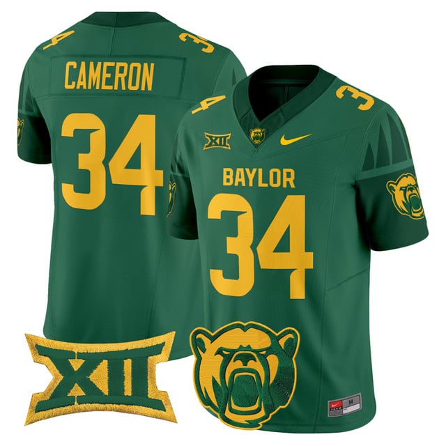 Men's Baylor Bears 2025 Vapor Limited Jersey V2 green #34 Josh Cameron