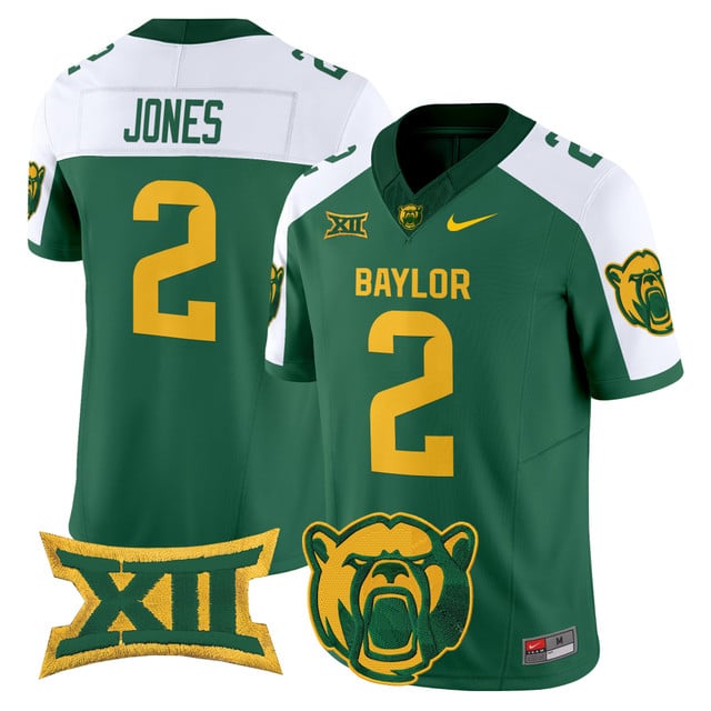 Men's Baylor Bears 2025 Vapor Limited Jersey V2 green white #2 Matt Jones