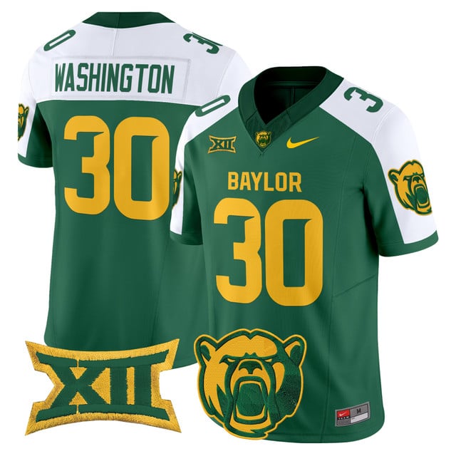 Men's Baylor Bears 2025 Vapor Limited Jersey V2 green white #30 Bryson Washington