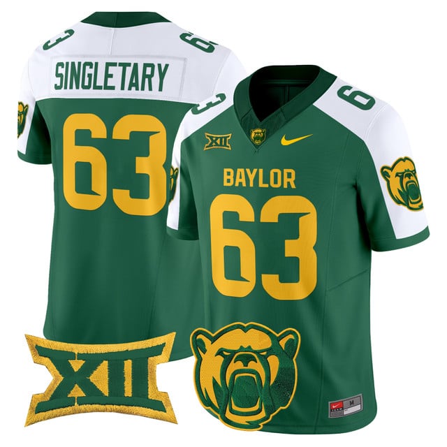 Men's Baylor Bears 2025 Vapor Limited Jersey V2 green white #63 Mike Singletary