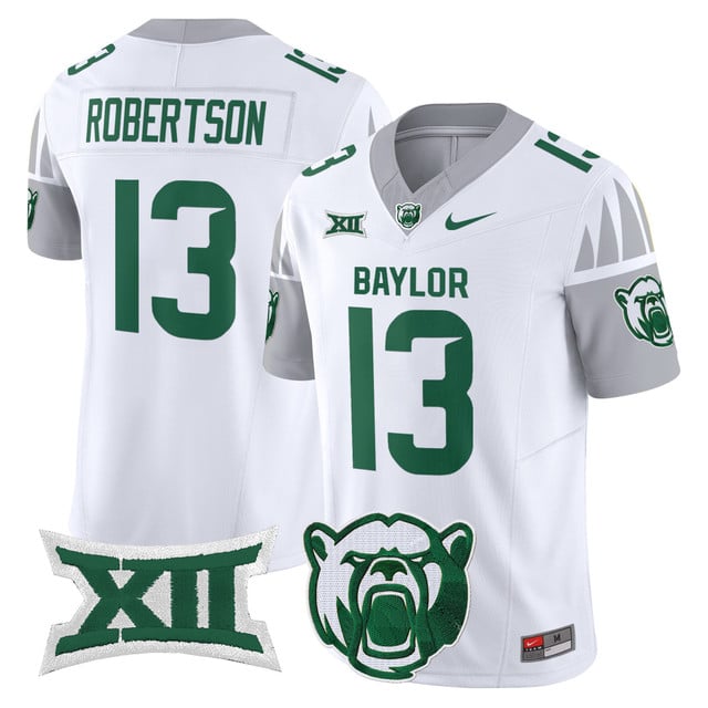 Men's Baylor Bears 2025 Vapor Limited Jersey V2 white #13 Sawyer Robertson