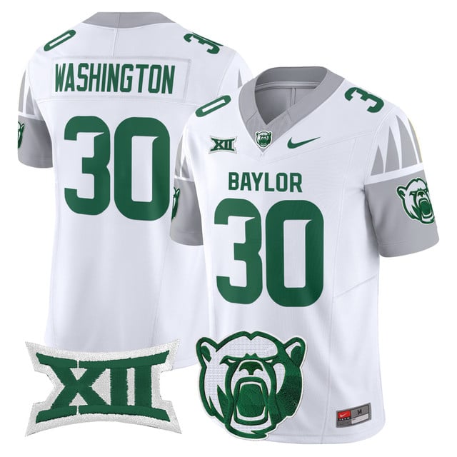 Men's Baylor Bears 2025 Vapor Limited Jersey V2 white #30 Bryson Washington