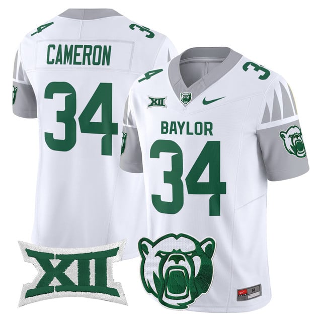 Men's Baylor Bears 2025 Vapor Limited Jersey V2 white #34 Josh Cameron