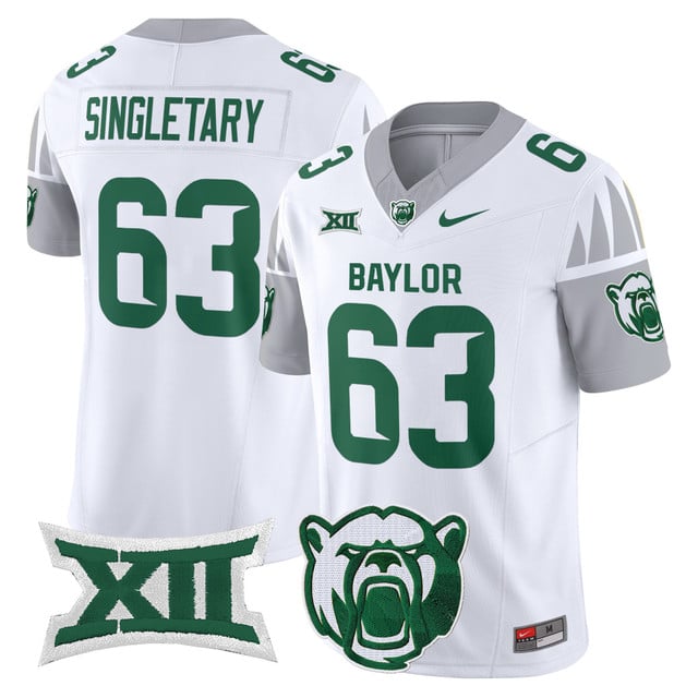 Men's Baylor Bears 2025 Vapor Limited Jersey V2 white #63 Mike Singletary