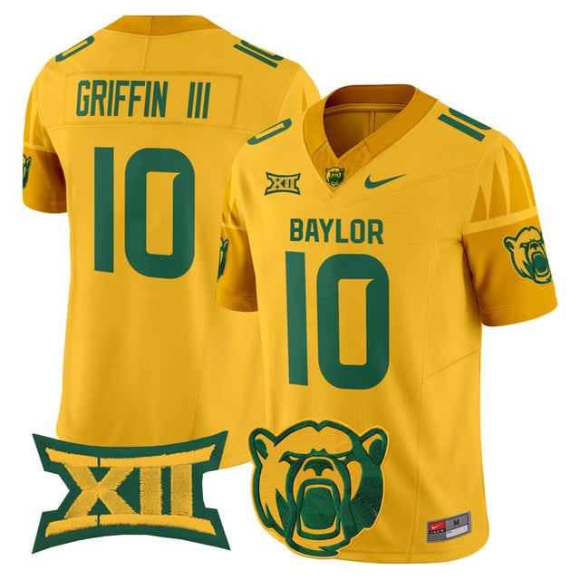 Men's Baylor Bears 2025 Vapor Limited Jersey V2 yellow #10 Robert Griffin III