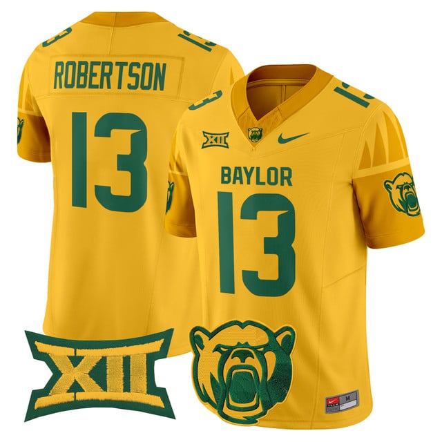 Men's Baylor Bears 2025 Vapor Limited Jersey V2 yellow #13 Sawyer Robertson