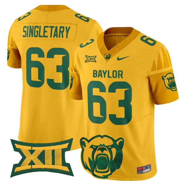 Men's Baylor Bears 2025 Vapor Limited Jersey V2 yellow #63 Mike Singletary