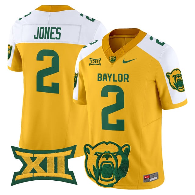 Men's Baylor Bears 2025 Vapor Limited Jersey V2 yellow white #2 Matt Jones