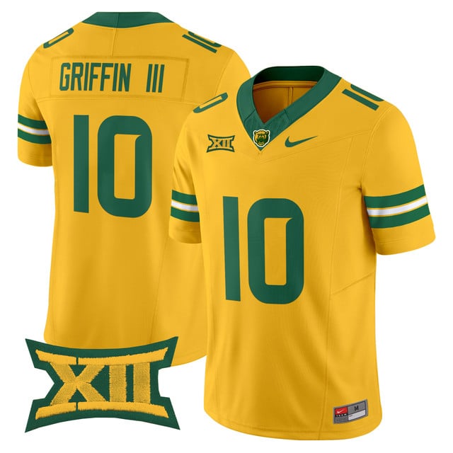 Men's Baylor Bears 2025 Vapor Limited Jersey gold #10 Robert Griffin III