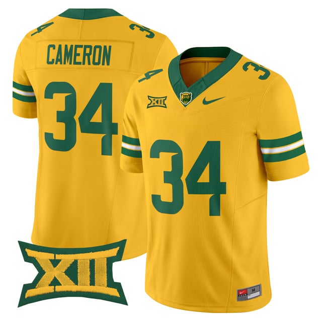 Men's Baylor Bears 2025 Vapor Limited Jersey gold #34 Josh Cameron