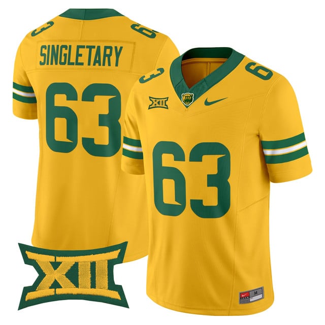 Men's Baylor Bears 2025 Vapor Limited Jersey gold #63 Mike Singletary