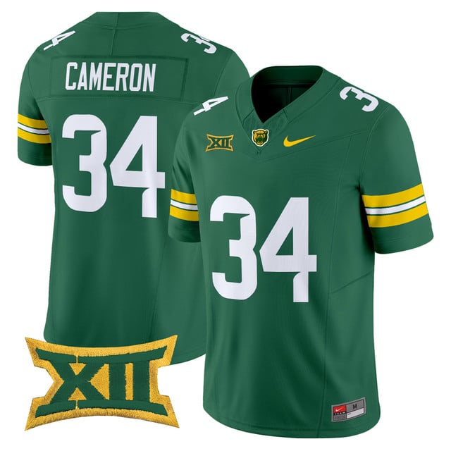 Men's Baylor Bears 2025 Vapor Limited Jersey green #34 Josh Cameron