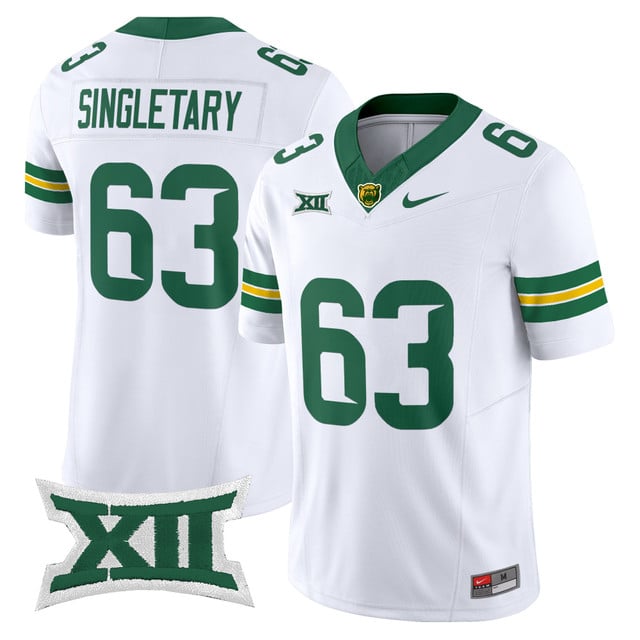 Men's Baylor Bears 2025 Vapor Limited Jersey white #63 Mike Singletary