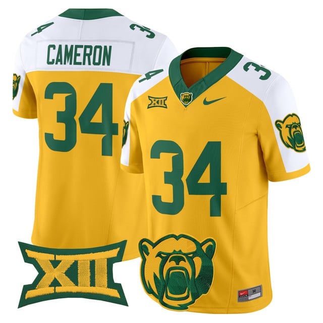 Men's Baylor Bears 2025 Vapor Limited Jersey yellow white #34 Josh Cameron