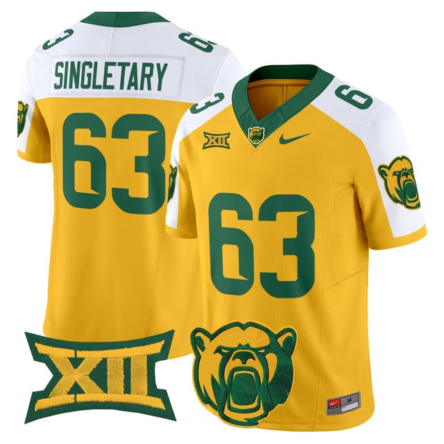 Men's Baylor Bears 2025 Vapor Limited Jersey yellow white #63 Mike Singletary