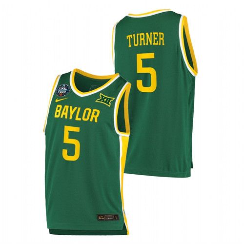 Men's Baylor Bears Jordan Turner March Madness Final Four 2021 Basketball Jersey Green