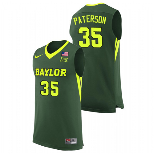 Men's Baylor Bears Mark Paterson College Basketball Replica Jersey Green