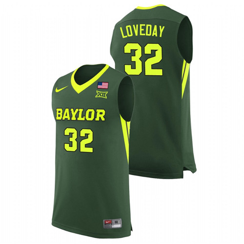Men's Baylor Bears Zach Loveday College Basketball Replica Jersey Green