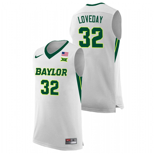 Men's Baylor Bears Zach Loveday College Basketball Replica Jersey White