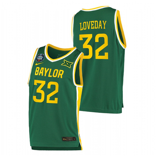 Men's Baylor Bears Zach Loveday March Madness Final Four 2021 Basketball Jersey Green