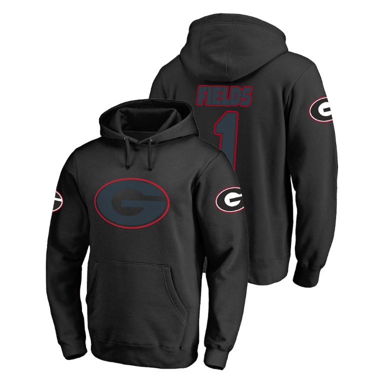 Men's Big & Tall #1 Justin Fields Georgia Bulldogs Taylor Black College Football Hoodie
