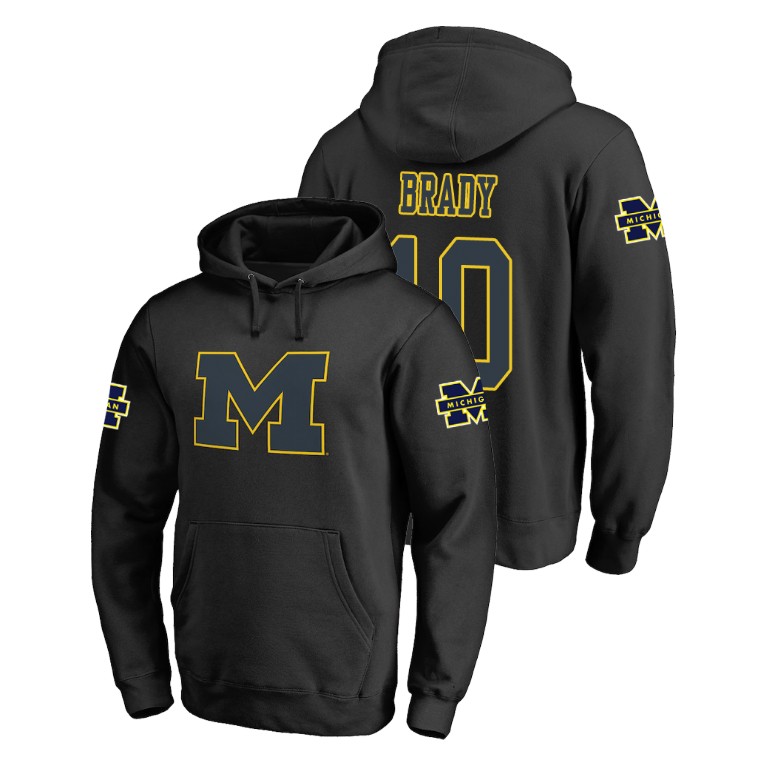 Men's Big & Tall #10 Tom Brady Michigan Wolverines Taylor Black College Football Hoodie