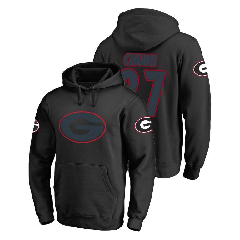 Men's Big & Tall #27 Nick Chubb Georgia Bulldogs Taylor Black College Football Hoodie