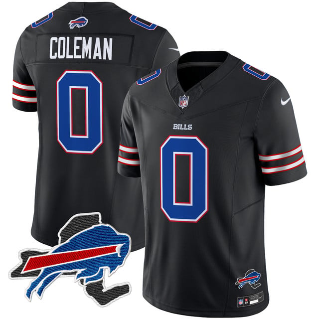 Men's Bills New York Patch Vapor Limited Jersey black #0 Keon Coleman