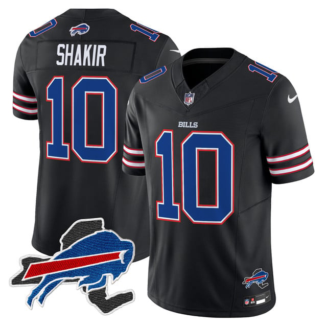 Men's Bills New York Patch Vapor Limited Jersey black #10 Khalil Shakir