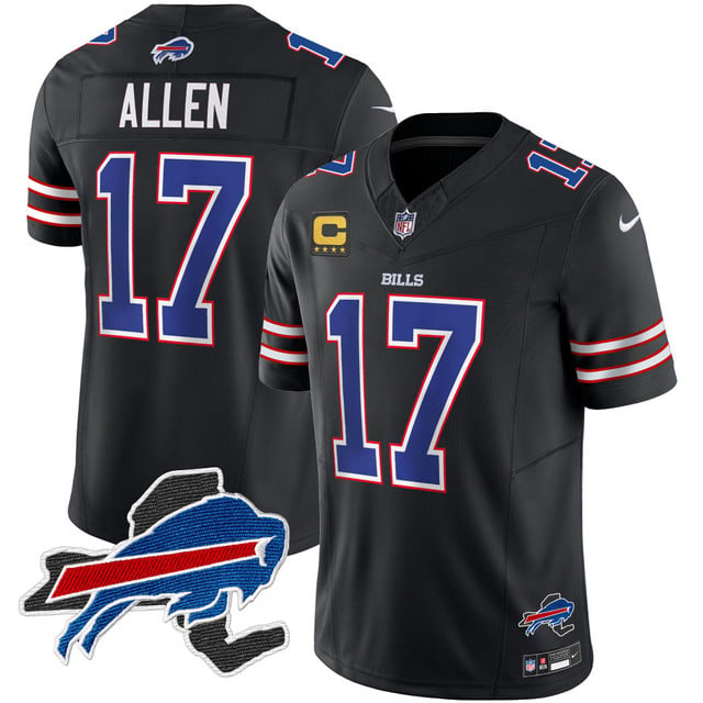 Men's Bills New York Patch Vapor Limited Jersey black #17 Josh Allen
