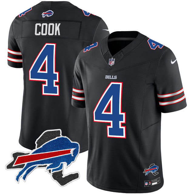 Men's Bills New York Patch Vapor Limited Jersey black #4 James Cook