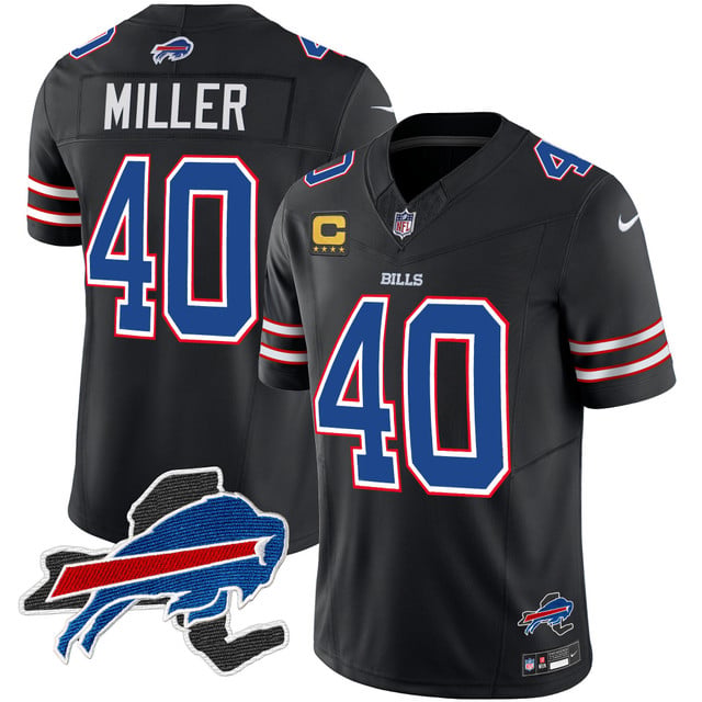 Men's Bills New York Patch Vapor Limited Jersey black #40 Von Miller